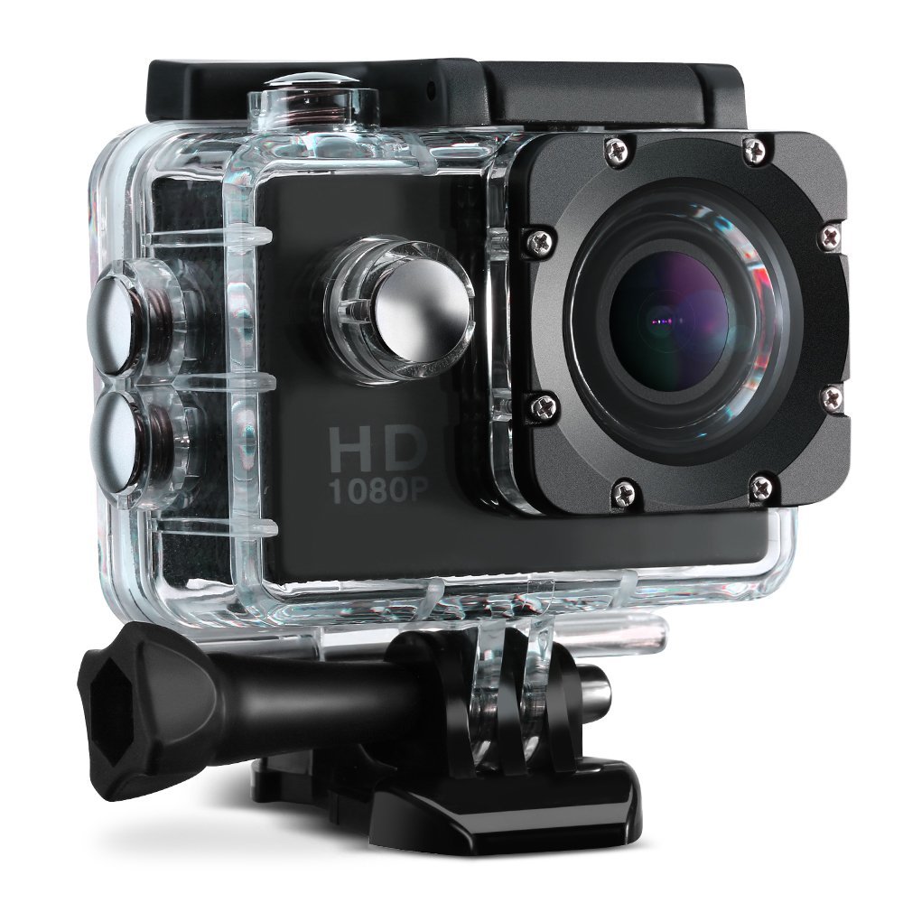 Sports Action Camera, 2.0 Inch Waterproof Action Camera （1080P HD+170 Degree Wide Angle Lens +16 FRE