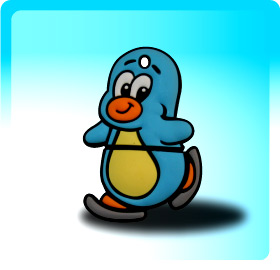Cartoon USB Flash Drives:Penguin Skate Grey
