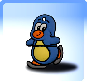 Cartoon USB Flash Drives:Penguin Skate Blue