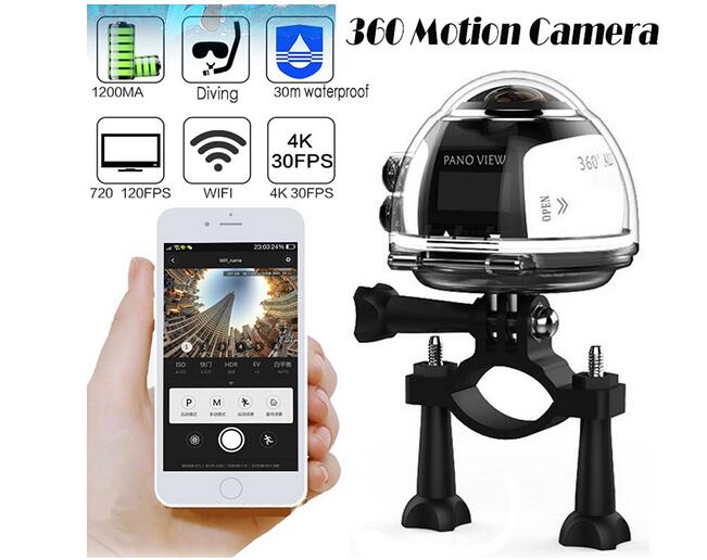 Wireless 360 Degree Panoramic Camera 3D VR Action Sports Camera Wifi 16MP 4K HD 30
