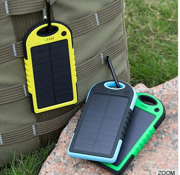5000mAh Waterproof Shockproof Solar Panel Charger Power Bank for iPhone6 Smartphone