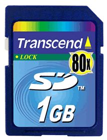 Transcend 1GB 80X High Speed Secure Digital SD Card - Fall Sale