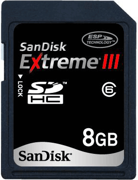 Sandisk 8GB Extreme III Secure Digital SDHC Card