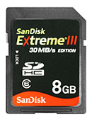 SanDisk 8GB Extreme III SDHC Card