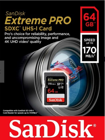 SanDisk Memory Card Extreme Pro SDHC/SDXC SD Card 32GB 64GB 128GB 256GB C10 U3 V30 