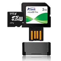 A-DATA 2GB MicroSD Flash Card + USB Adapter
