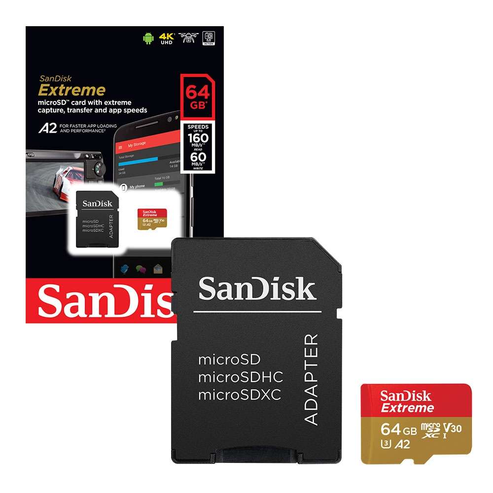 100% SanDisk Memory Card Extreme micro TF SD Card UHS-I C10 U3 V30 A2 160MB/s Flash 32GB 64GB 128GB 