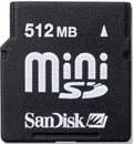 Sandisk 512MB Secure Digital miniSD Card