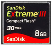SanDisk 8GB Extreme III CompactFlash Card