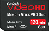 SanDisk Video HD 8GB Memory Stick PRO Duo Card