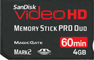 SanDisk Video HD 4GB Memory Stick PRO Duo Card