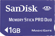 Sandisk Standard 1GB Memory Stick PRO Duo Card
