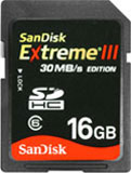 SanDisk 16GB Extreme III SDHC Card