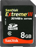 SanDisk 8GB Extreme III SDHC Card