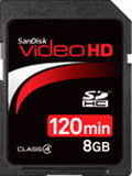 SanDisk Video HD 8GB SDHC memory cards