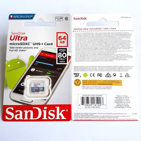 Sandisk MicroSD C10 80msec (16GB-64GB)