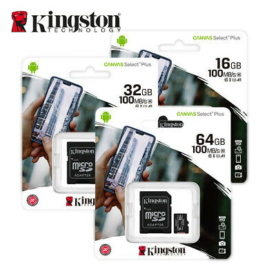 Kingston Micro SD 16gb 32gb 64gb 128gb 256gb 512gb Flash Memory Card Canvas Select Plus Microsd SDHC