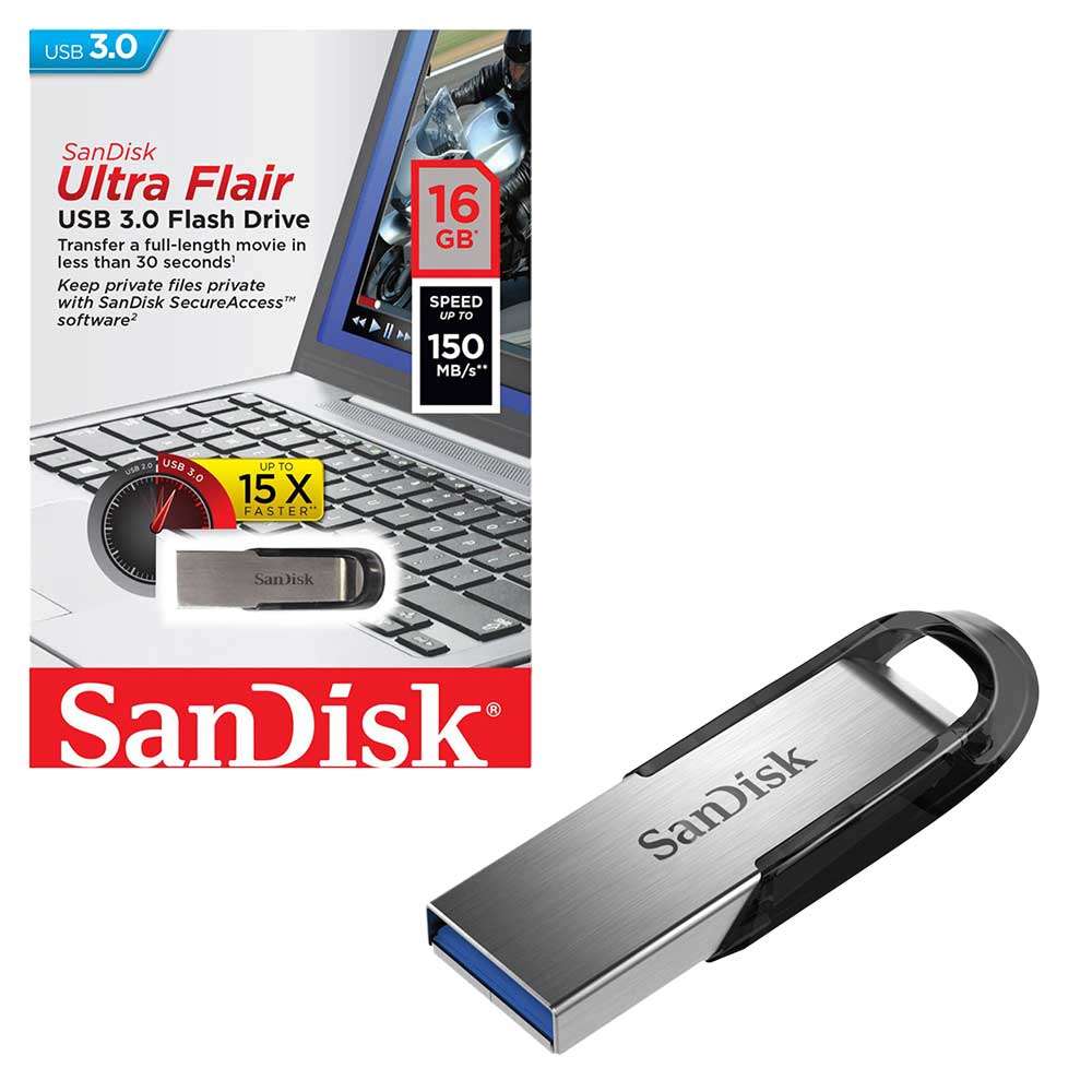 SANDISK ULTRA FLAIR™ USB 3.0 FLASH DRIVE 8gb to 128gb